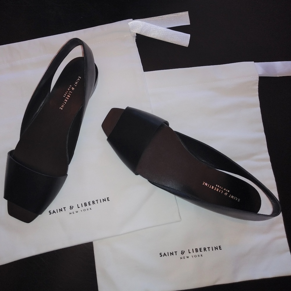 Saint & Libertine Black leather sandals NWT